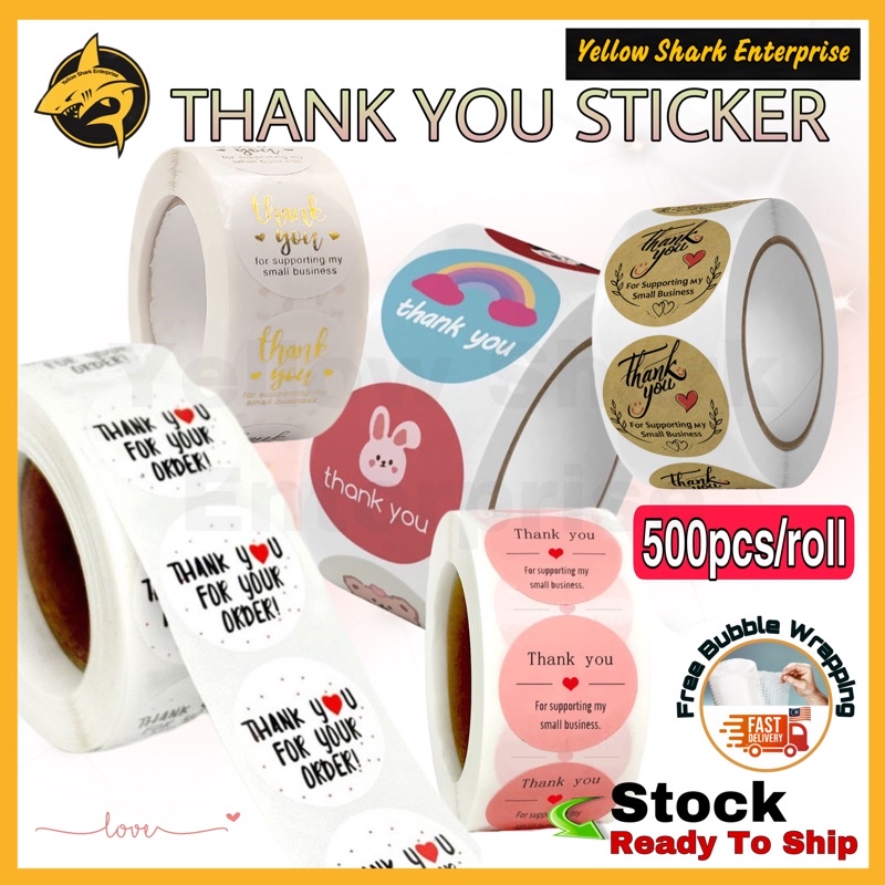 500pcs/roll Thank You Sticker Seal Label Round Circle Stationery Food ...