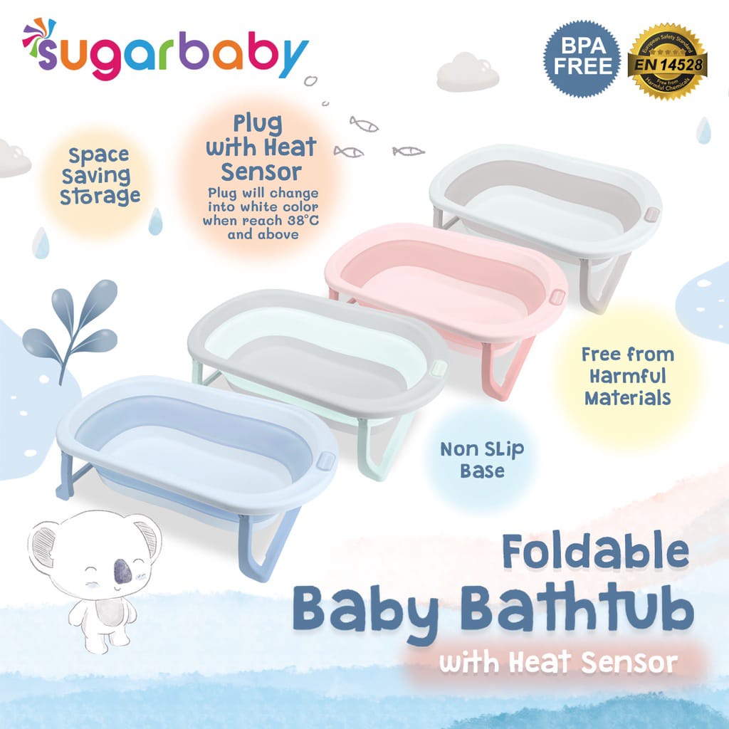 Sugar Baby Foldable Baby Bathtub with Heat Sensor F76 Shopee