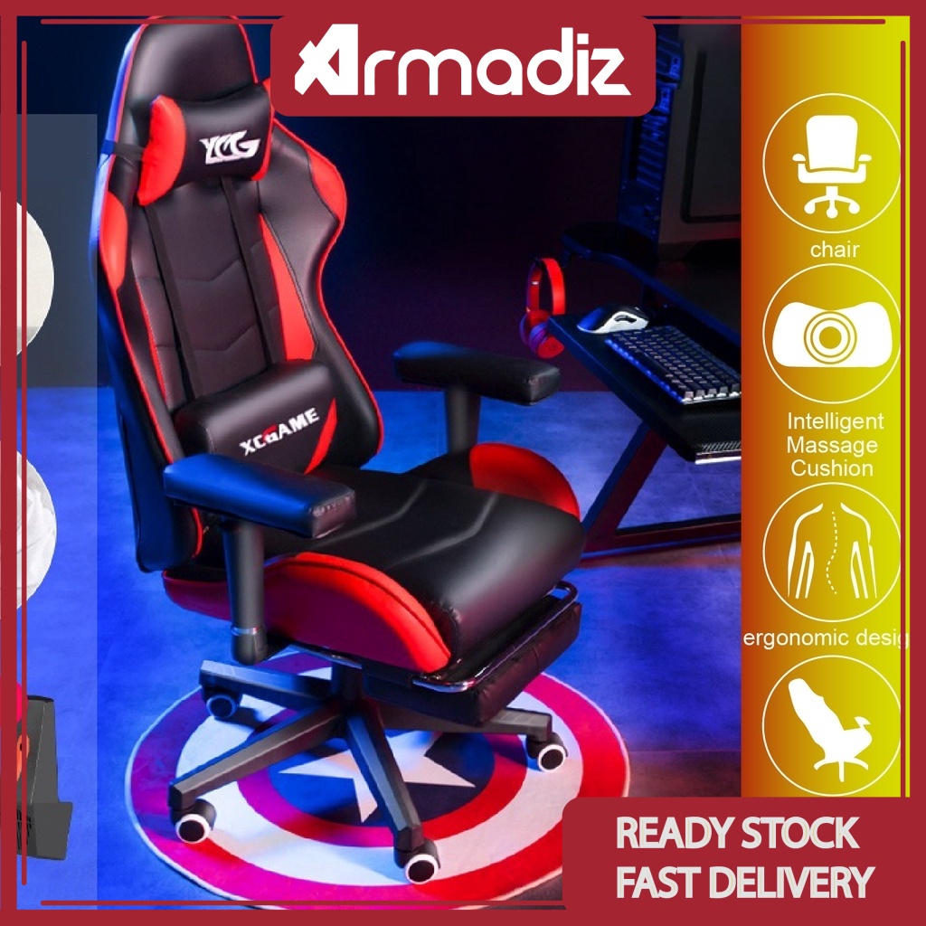 AMZ XL Size Racing Gaming Chair Footrest Lumbar Massage Cushion ...