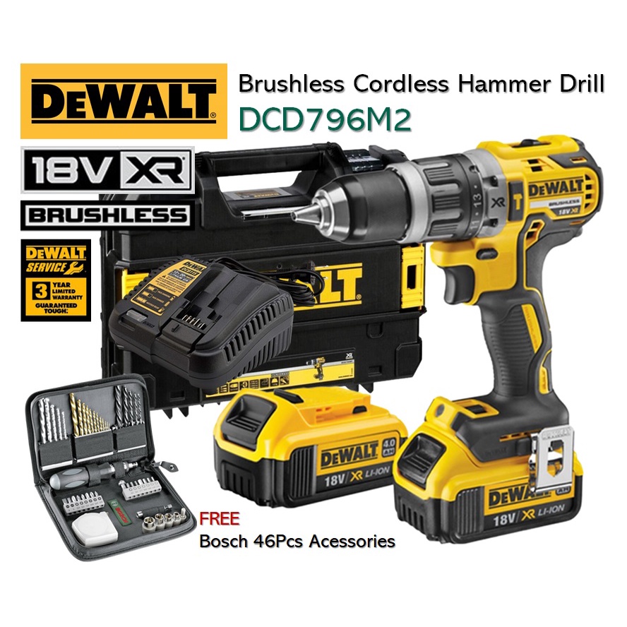 Dewalt 18V Compact Cordless Hammer Drill+100 piece Accessory Kit