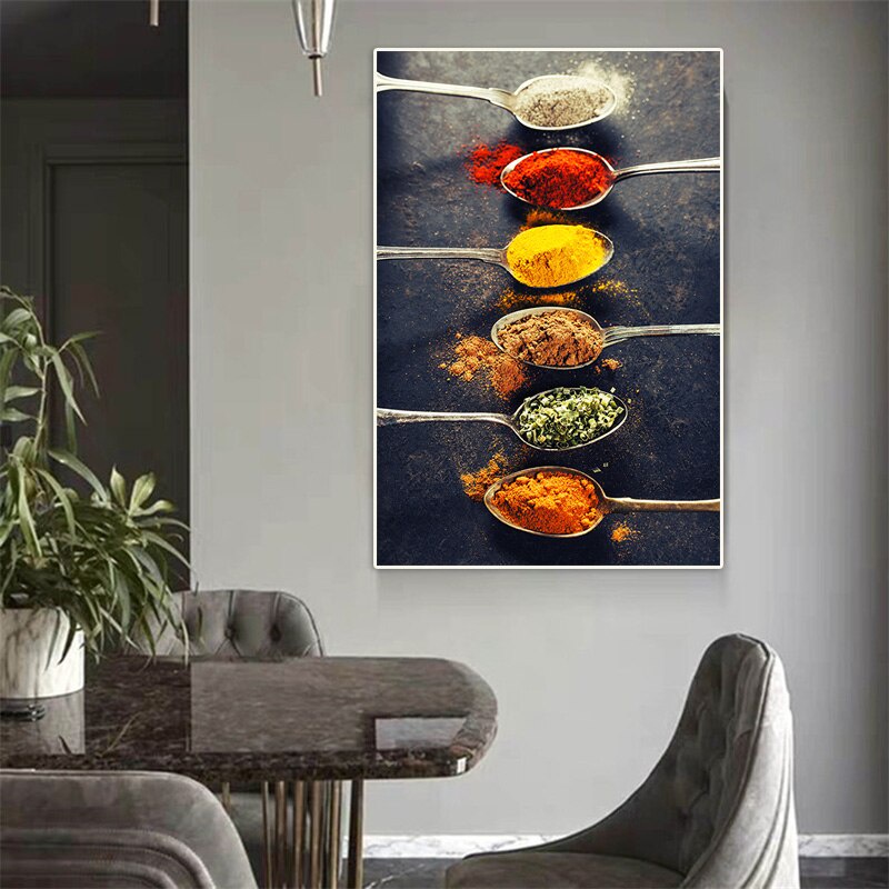Still life Food and Seasoning Plate Painting on Canvas Art Posters and ...