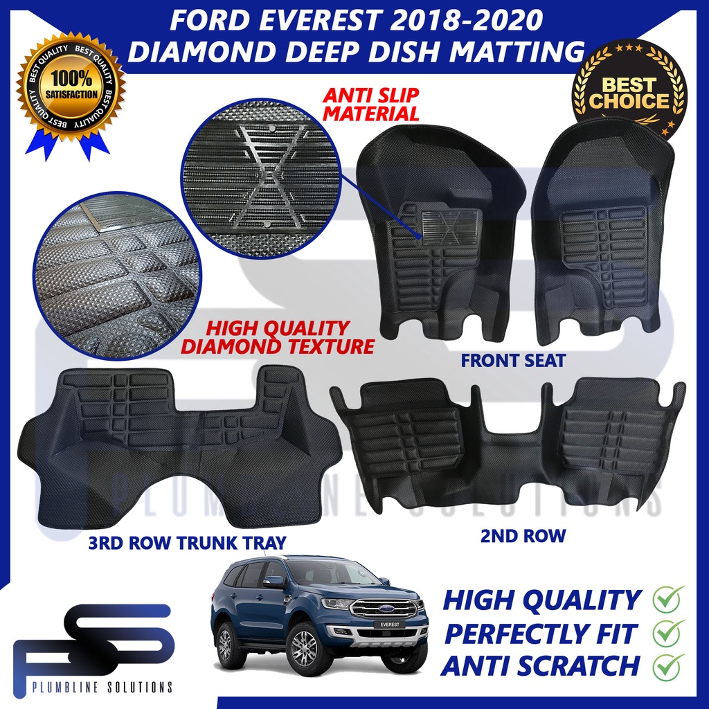 New Arrival 5D Black Diamond Surface Deep Dish Matting for Ford Everest ...