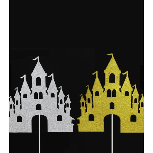 CASTLE THEME Cake Topper Princess Silver Gold Colour | Shopee Malaysia