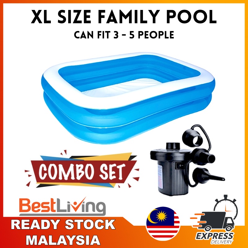 XL SIZE Inflatable 2 Ring Swimming Pool Family Pool Kolam Renang ...