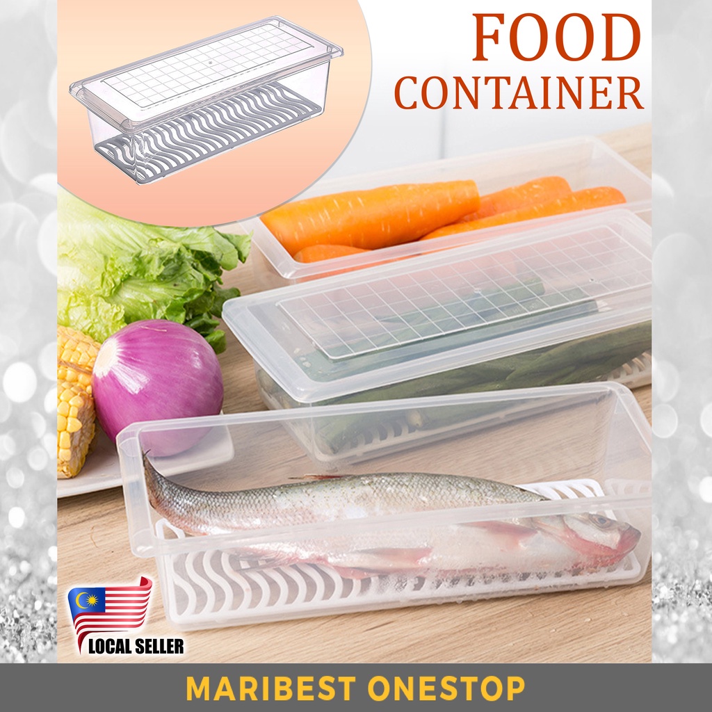 Refrigerator Storage Box Frozen Fish Meat Drain Preservation Box Food ...