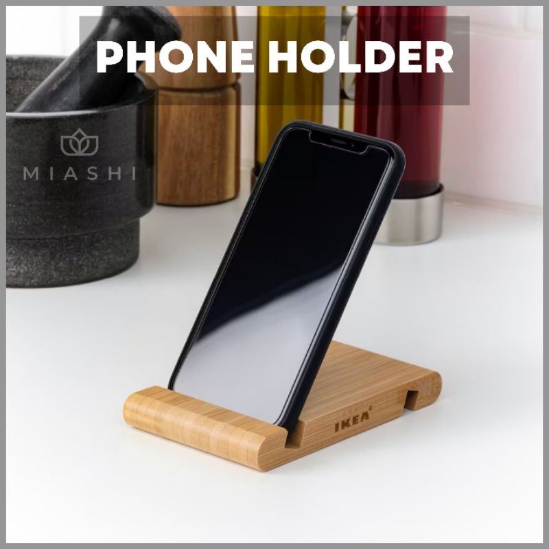 IKEA BERGENES Phone Tablet Holder Wooden Stand Mobile Bamboo Pemegang