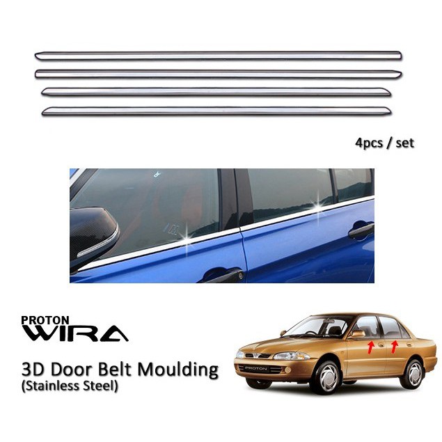PROTON WIRA CHROME Door Belt Moulding / Window Trim Lining / Chrome