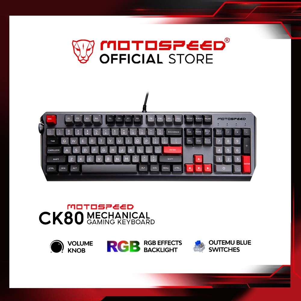 Motospeed CK80 Mechanical Gaming Keyboard (Outemu Blue, RGB, USB ...