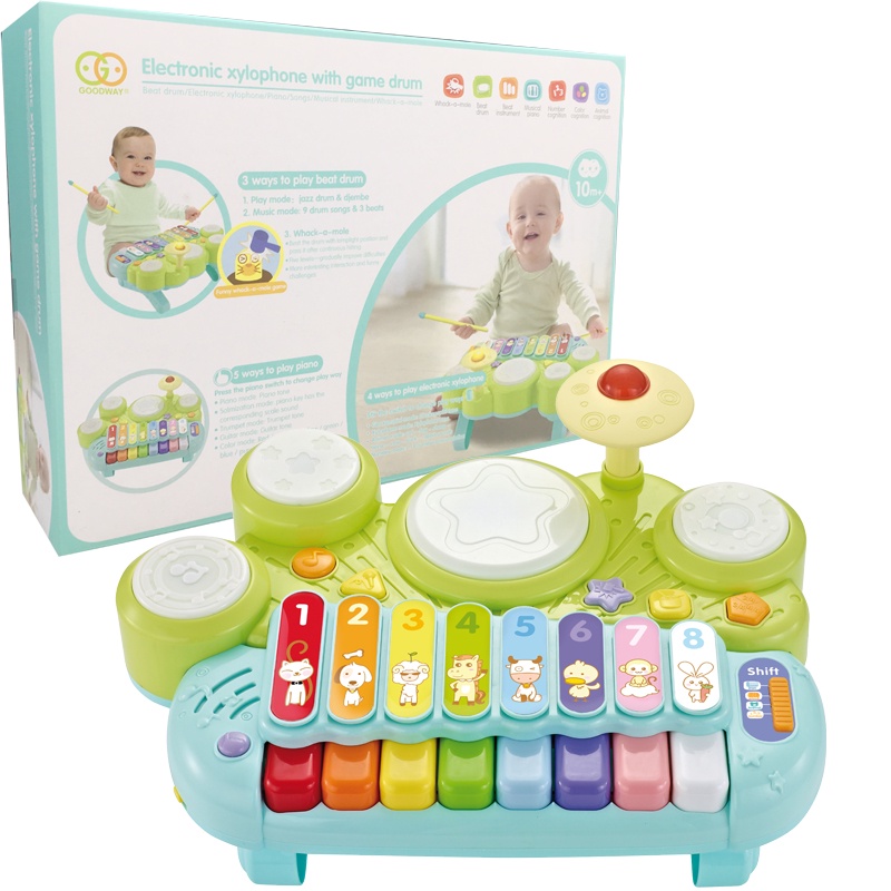 GOODWAY Electronic Xylophone with Game Drum 3 in 1 Kids Piano Keyboard