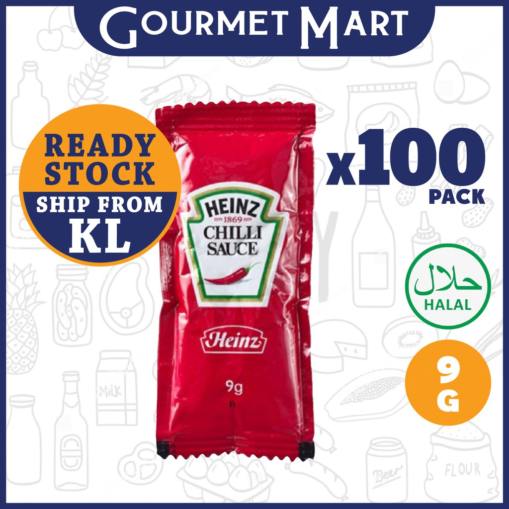 HEINZ CHILLI SAUCE SS SACHETS 9G 100PCS / 50PCS (EXPIRY DATE 14/12/23