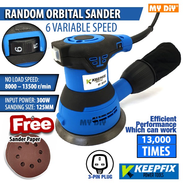 KEEPFIX Random Orbital Wood Sander Machine 300w Speed Control Orbital ...