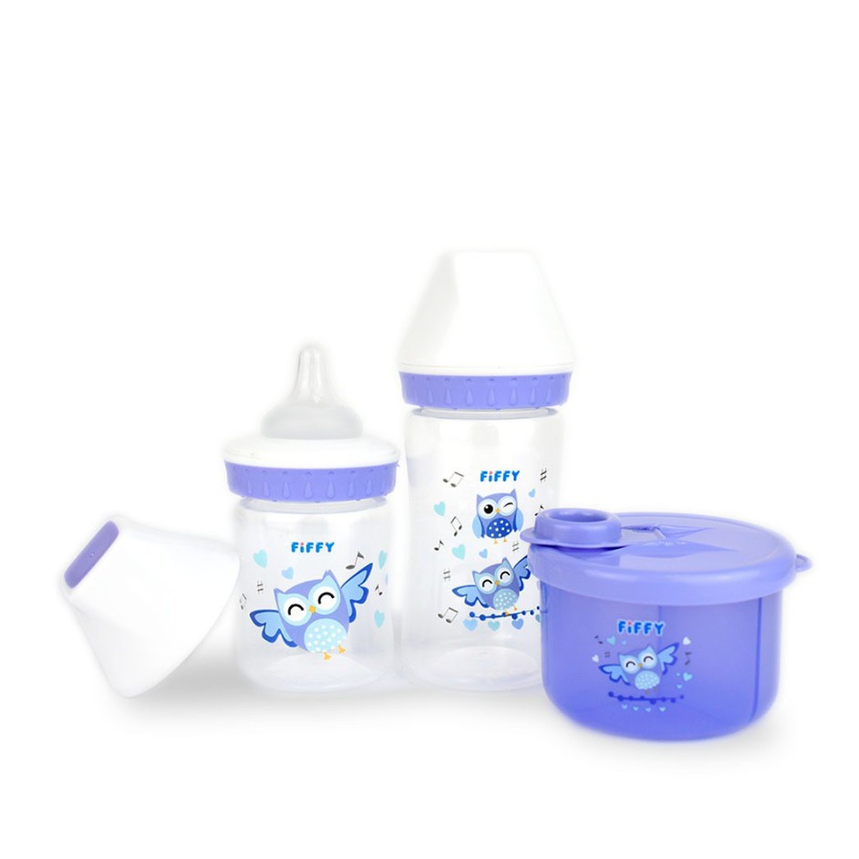 FIFFY BABY STARTER SET (4,8oz wide neck bottle + milk powder container ...