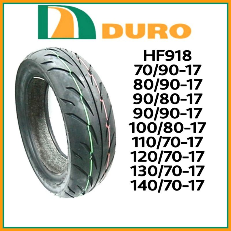 DURO TUBELESS TYRE HF918 17'~70/90, 80/90, 90/80, 90/90, 100/80