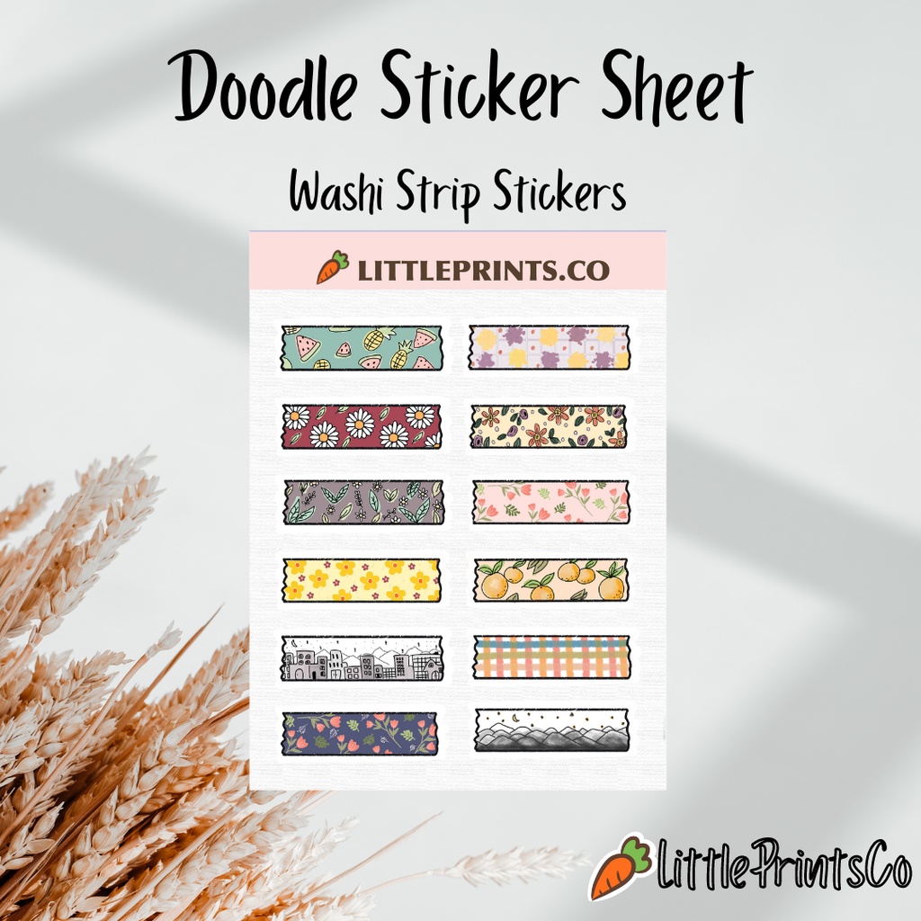Planner Sticker Sheet - Washi Strip Hand-Drawn Sticker | Shopee Malaysia