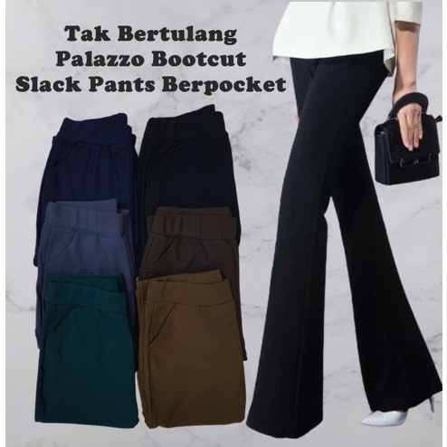Ladies Wear Tak Bertulang Palazzo Bootcut Slack Pants Berpoket Plain Palazzo Bootcut Pants OKP2192 Shopee Malaysia