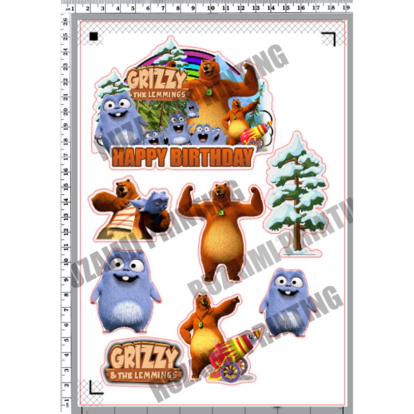 Grizzy And The Lemmings Cake Topper 001 | Shopee Malaysia