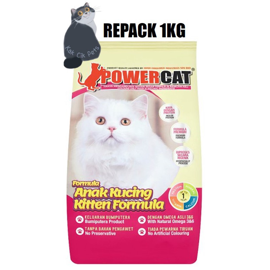 POWERCAT KITTEN FORMULA ANAK KUCING REPACK 1KG Shopee Malaysia