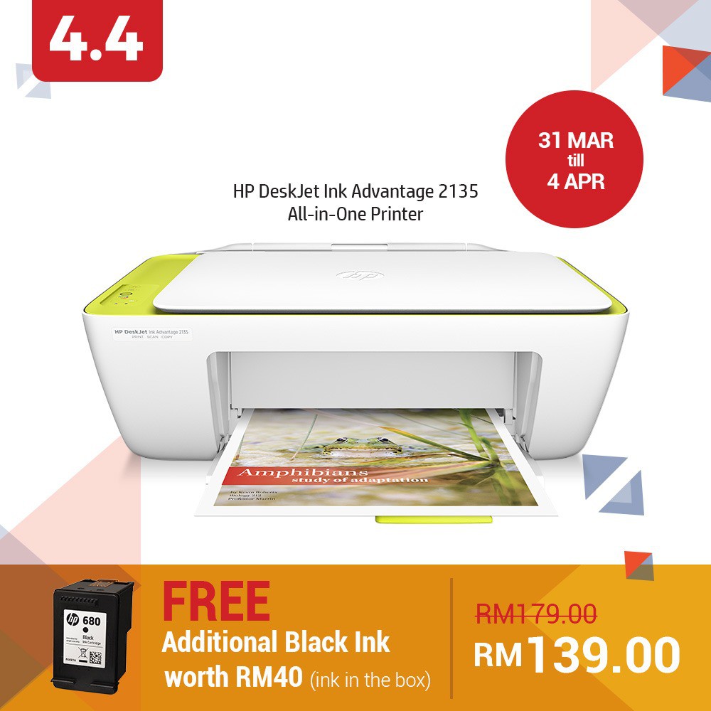 Promo!!! HP Deskjet Ink Advantage 2135 Home Use All In One Printer ...