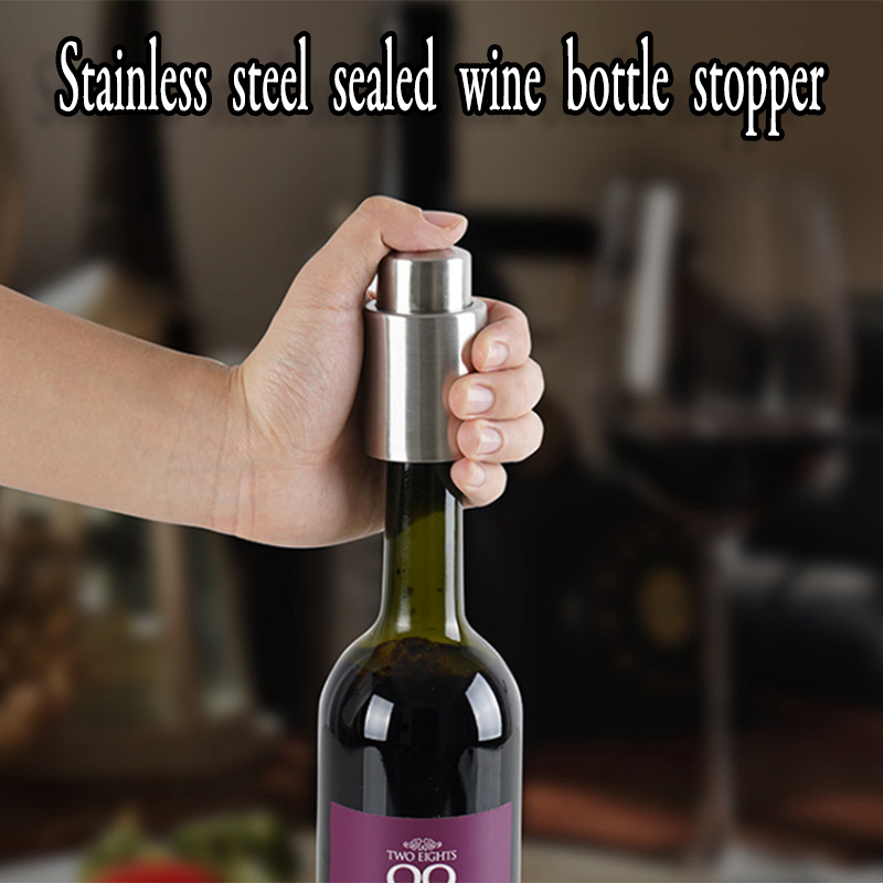 Premium Wine Lover's Gift Set Stainless Steel Wine Stopper, Leakproof Airtight Reusable Bottle