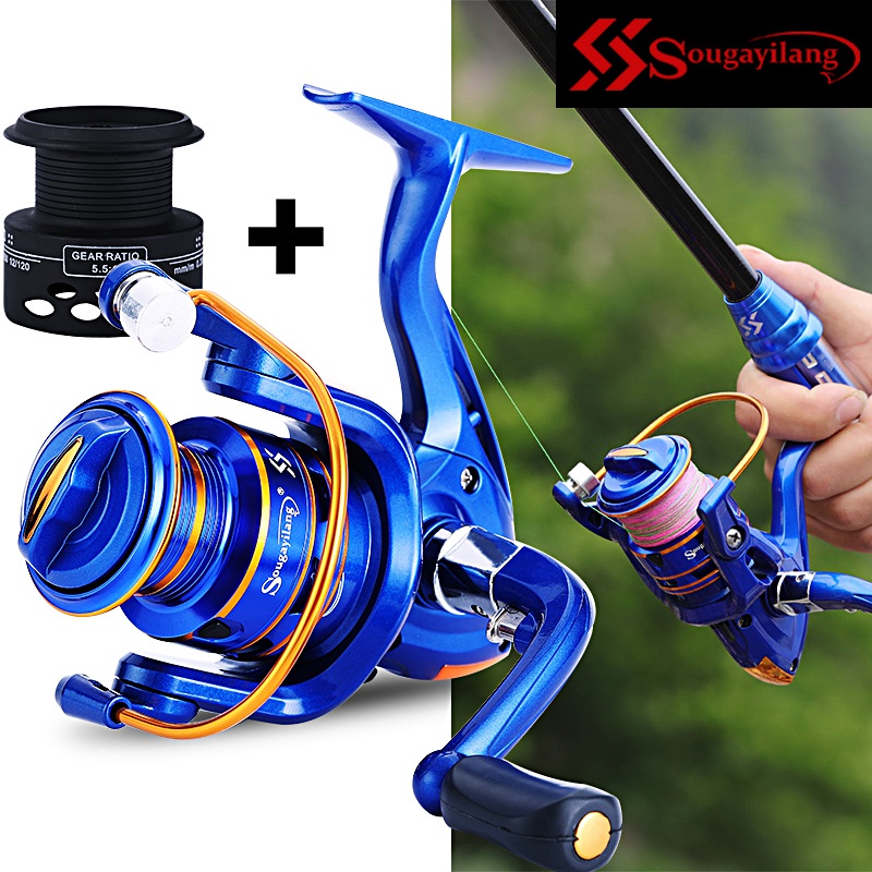 Sougayilang Spinning Reels 10 Bearings 5.1:1 Gear Ratio Left/Right Hand  Fishing Reel - Blue-1000-5000 Pancing