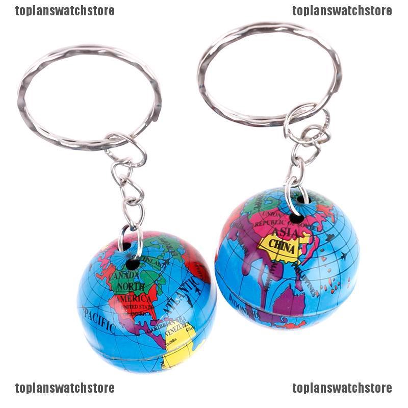 2Pcs World map Globe keychain jewelry earth Globe art pendant keychains