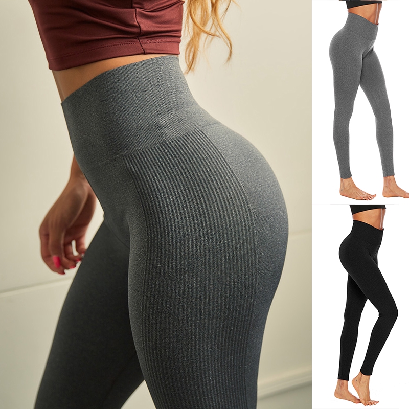 Fitness Leggings Solid Color Black Workout Push Up Leggings Women