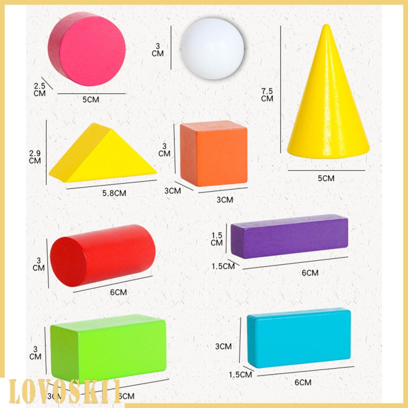 [LovoskibcMY] Wooden Geometric Solid Blocks, Assorted Colors, 3D Shapes ...