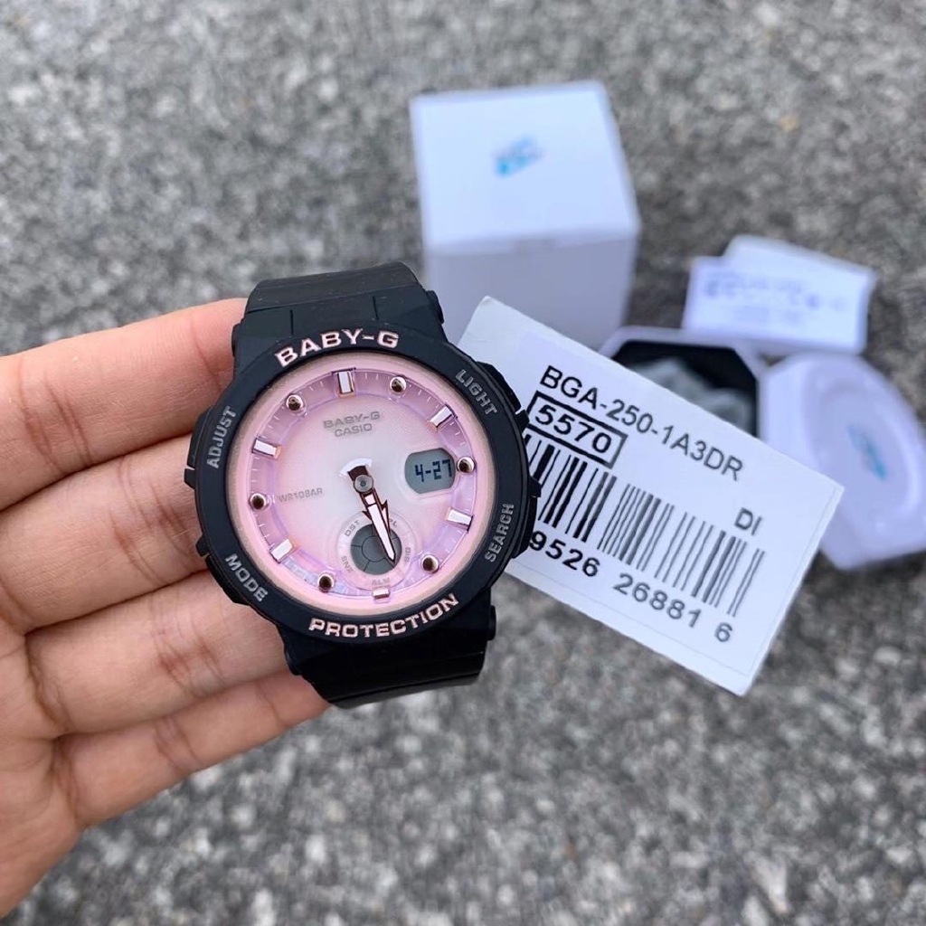 OFFICIAL WARRANTY Casio Baby G BGA 250 1A3 Beach Traveler Neon Illuminator Pink Dial Black Resin Watch BGA250 BGA 250 Shopee Malaysia