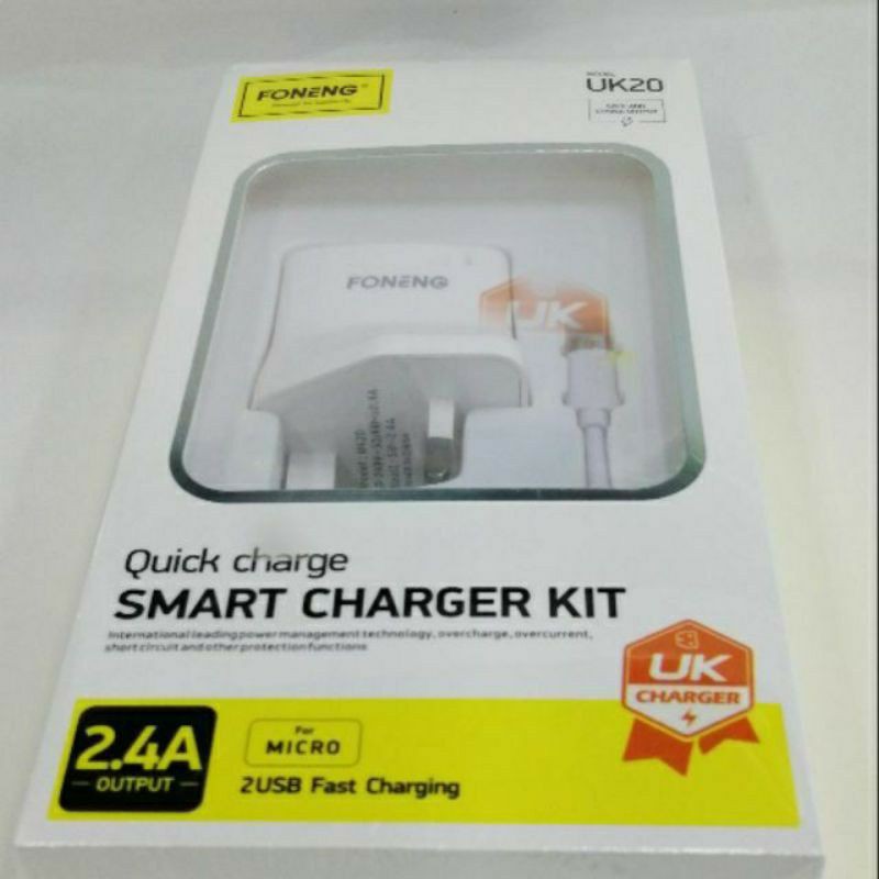 Original FONENG UK20 Quick Charge 2 USB Smart Charger Kit 2.4A - Micro ...
