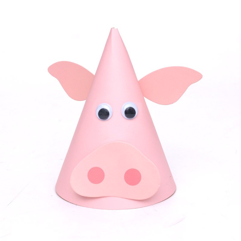 5pcs Birthday Hat Paper DIY Hat Kids Animal Party Hats Cow Chick Pig ...