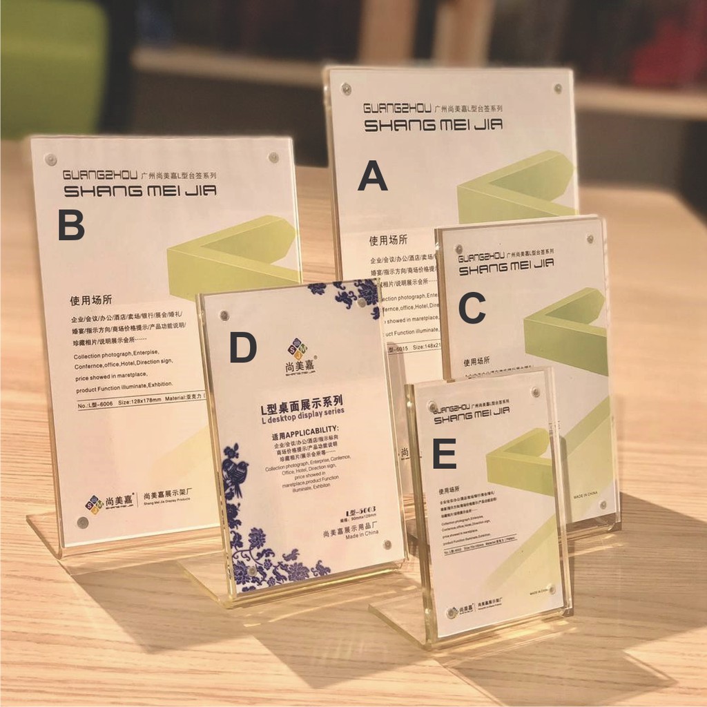 Card Acrylic Table Stand Strong Lshape Menu Display Stand L