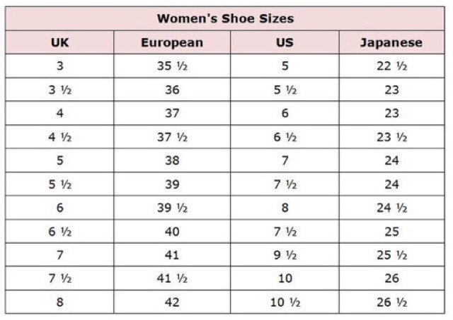 Shoe size store chart michael kors