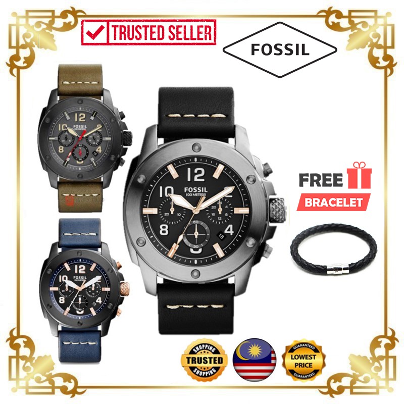 FOSSIL FS5066 Men's Modern Machine Chronograph Leather Strap (Brown ...