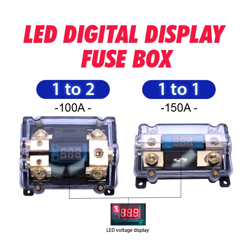 1PC Digital Voltage Display Car Audio Fuse Box Holder Amplifier System