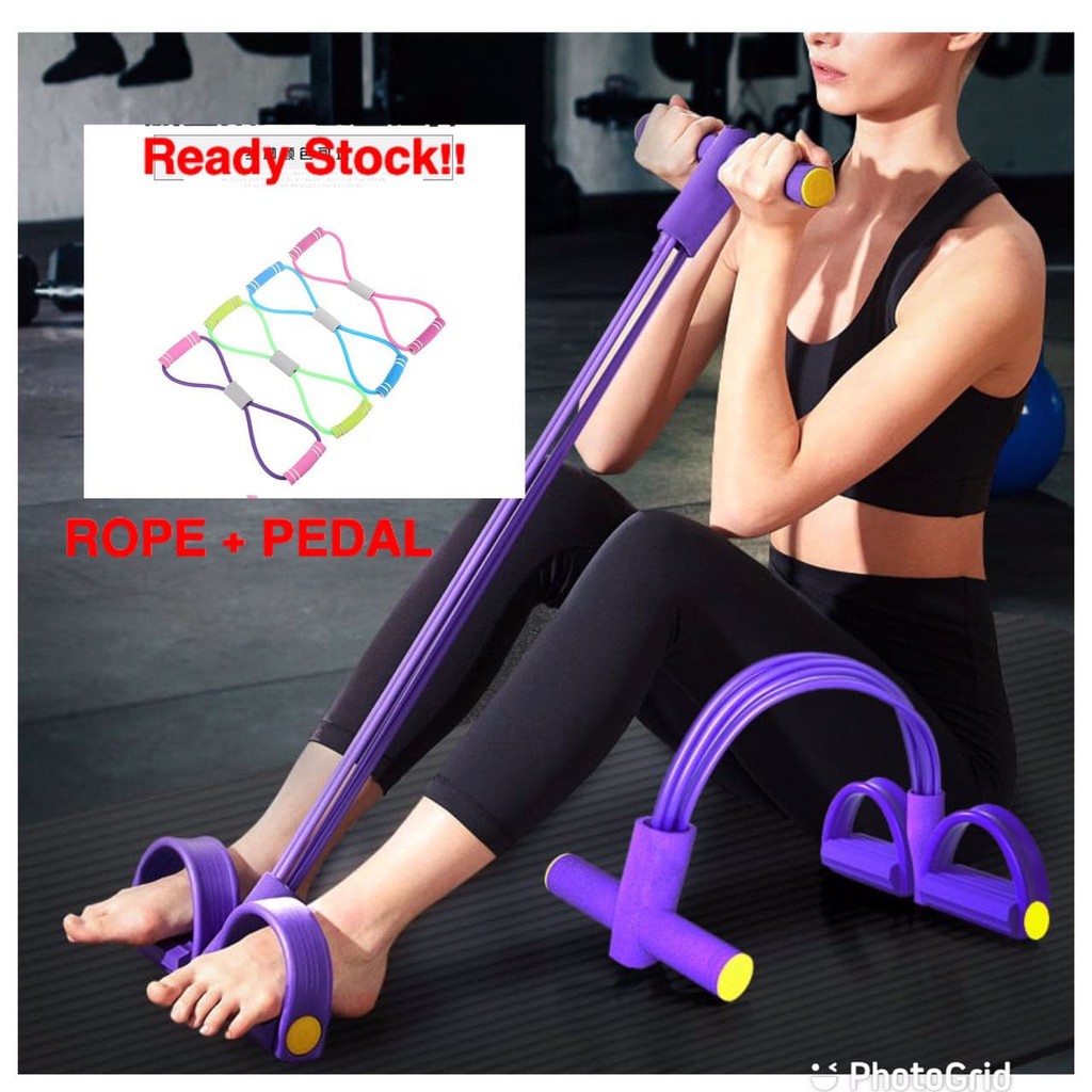 Skipping Rope Fitness Exercise Pedal Rope Home Workout Pedal Extension Pedal Puller Sit Up Pull Elastic Rope Pilates Shopee Malaysia