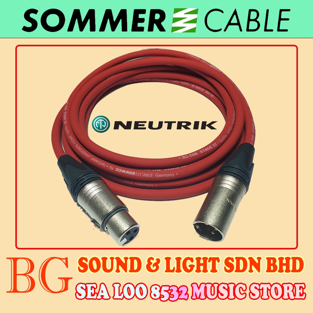 SOMMER STAGE 22 MICROPHONE CABLE WITH XLR NEUTRIK MALE TO FEMALE