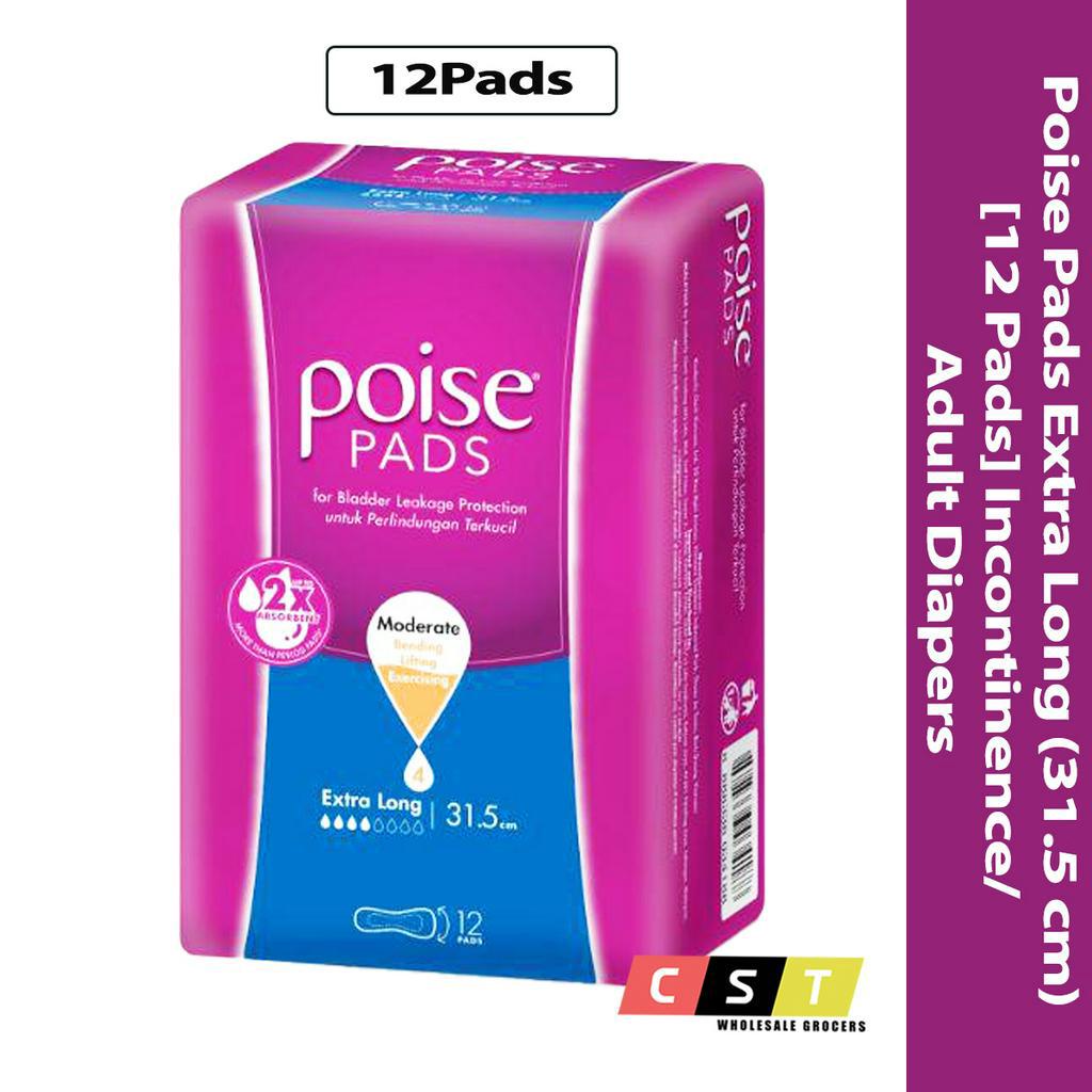 Poise Pads Extra Long (31.5cm) [12 Pads] Incontinence / Adult Diapers