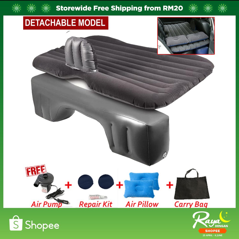 SHUIDI 3 in 1 Detachable Inflatable Car Back Seat Air Bed Cushion