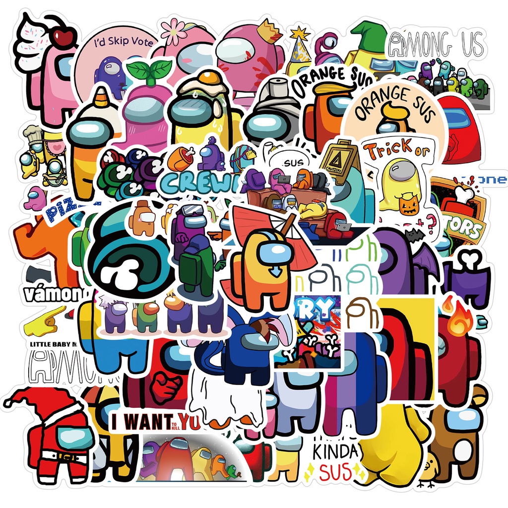 50x Cartoons Among Us Stickers Game Anime Stikers Skateboard Guitar ...