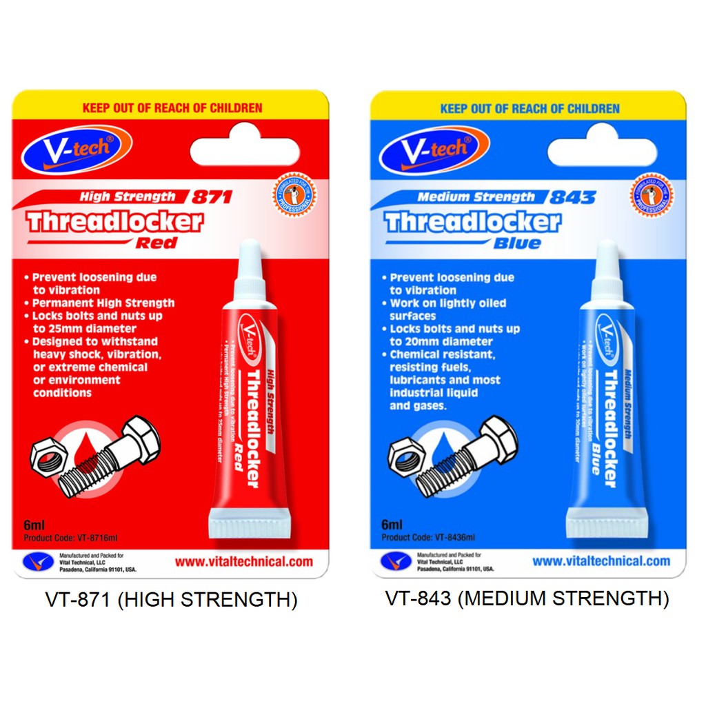 V-Tech Threadlocker (Medium/High Strength) VT-843 / VT-871 6ml | Shopee ...