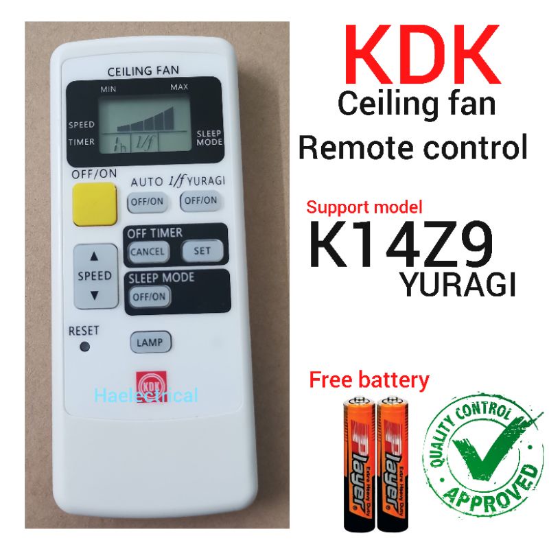 kdk ceiling fan remote control For K14Z9 YURAGI Shopee Malaysia