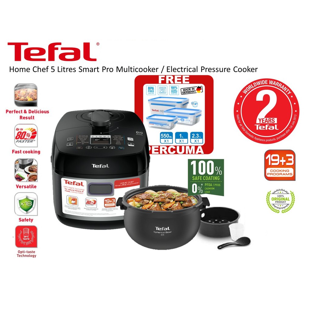 Smart PRO Multicooker CY625D Tefal Home Chef 5L 1000W CY625D65 Electrical Pressure Cooker Rice Steam Simmer Slow Cook
