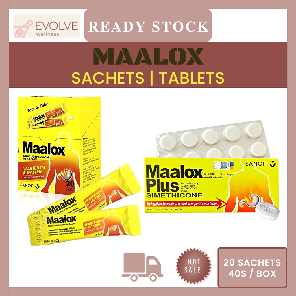 MAALOX ORAL SUSPENSION 20 SACHETS / MAALOX CHEWABLE TABLETS 40S/BOX