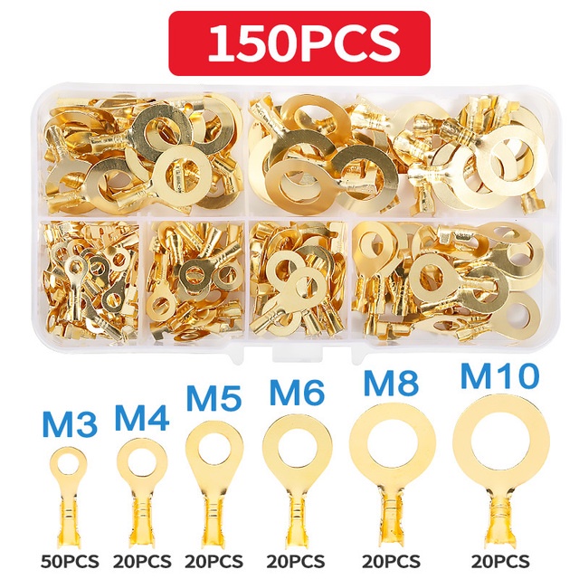 150PCS Electrical Wire Ring Cable Lugs Terminals Connectors M3 M4 M5 M6
