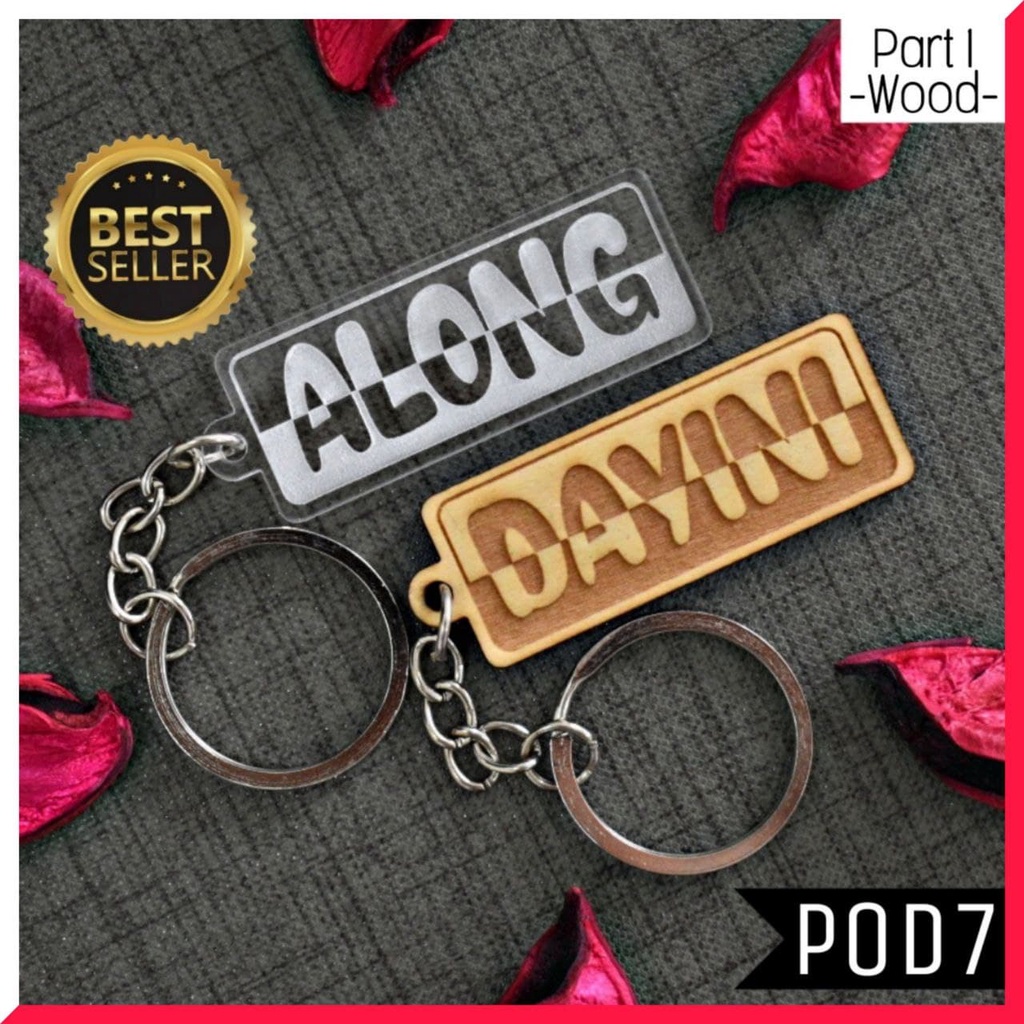 🔥HOT SALE🔥 (POD7) *WOOD* Customize Keychain Engrave Keychain Nama Wood