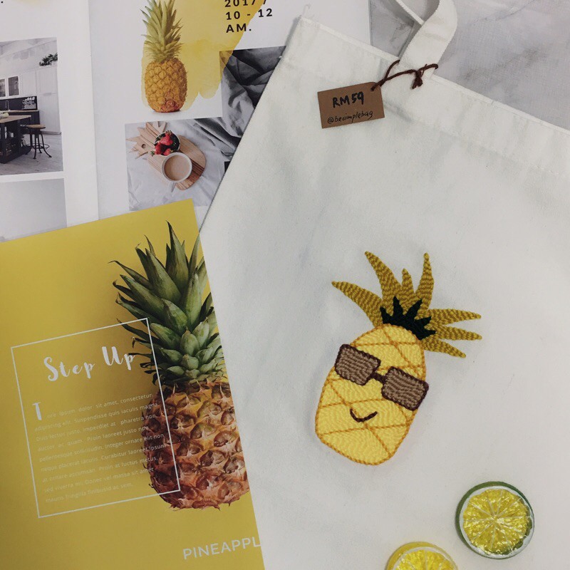 Pineapple canvas tote online bag