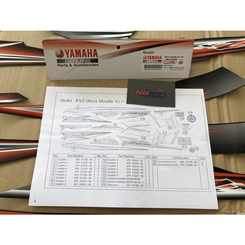 ORIGINAL RXZ HITAM OREN STRIPE GRAPHIC SET STICKER STIKER BLACK ORANGE ...