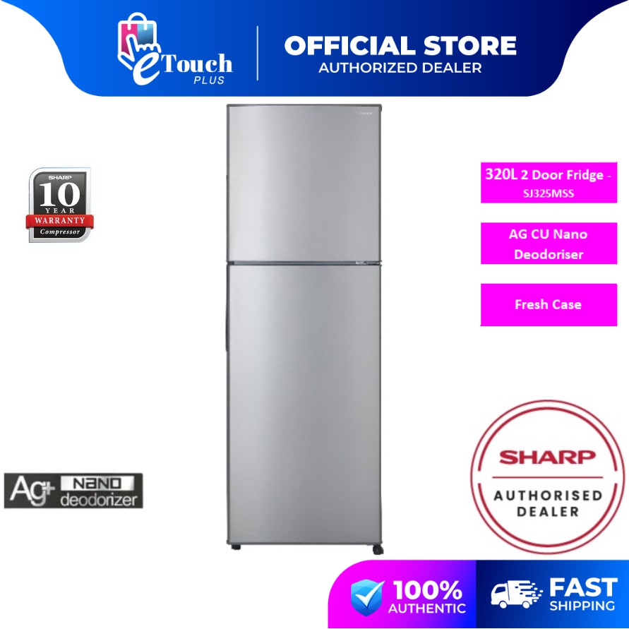 Sharp 320 L 2 Door Refrigerator SJ325MSS fridge peti sejuk | Shopee ...