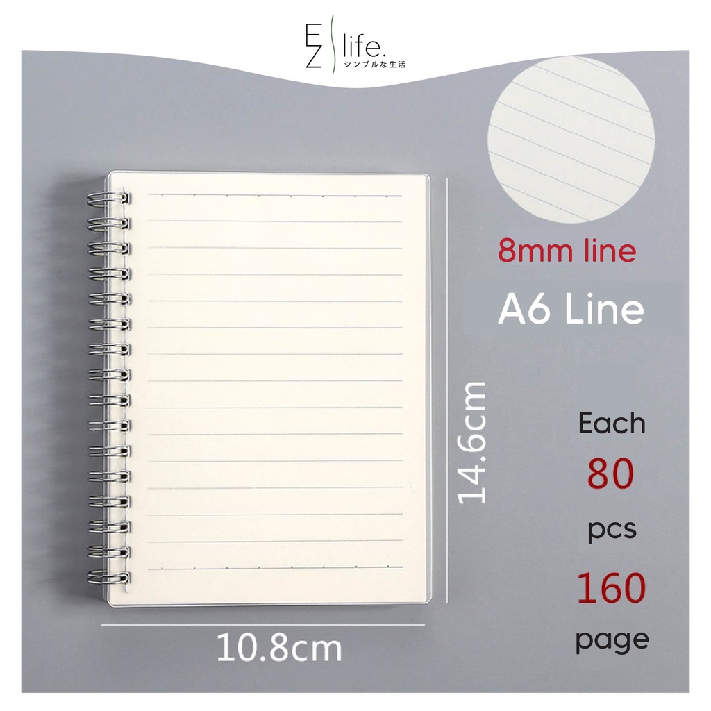 BUY 35-7 EzLife B5 A5 A6 160 Pages Blank Grid Line Matte Cover Notebook ...