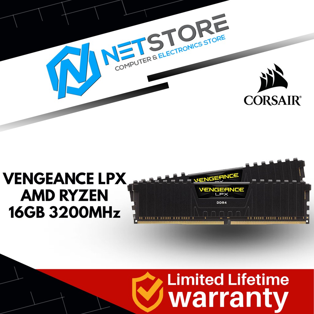 kaldenavn baggrund udsættelse CORSAIR Vengeance LPX 16GB (2 x 8GB) 3200Mhz DDR4 RAM for AMD Ryzen  CMK16GX4M2Z3200C16 | Shopee Malaysia
